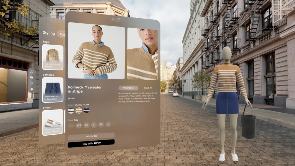 The J.Crew app for Apple Vision Pro